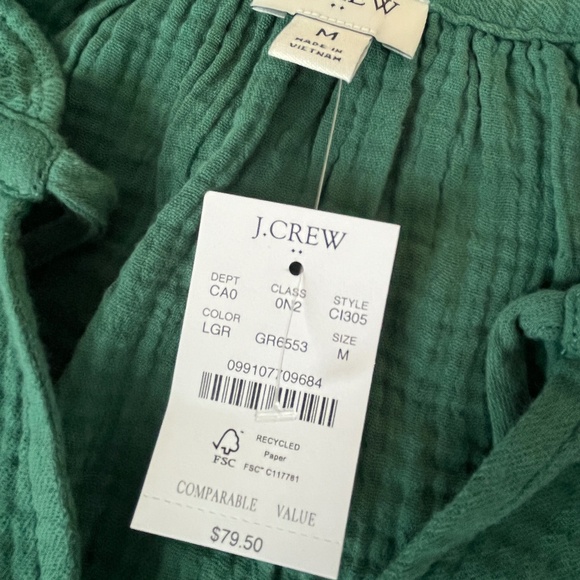 J.Crew Factory Lamppost Green Gauze blouse - Picture 5 of 11